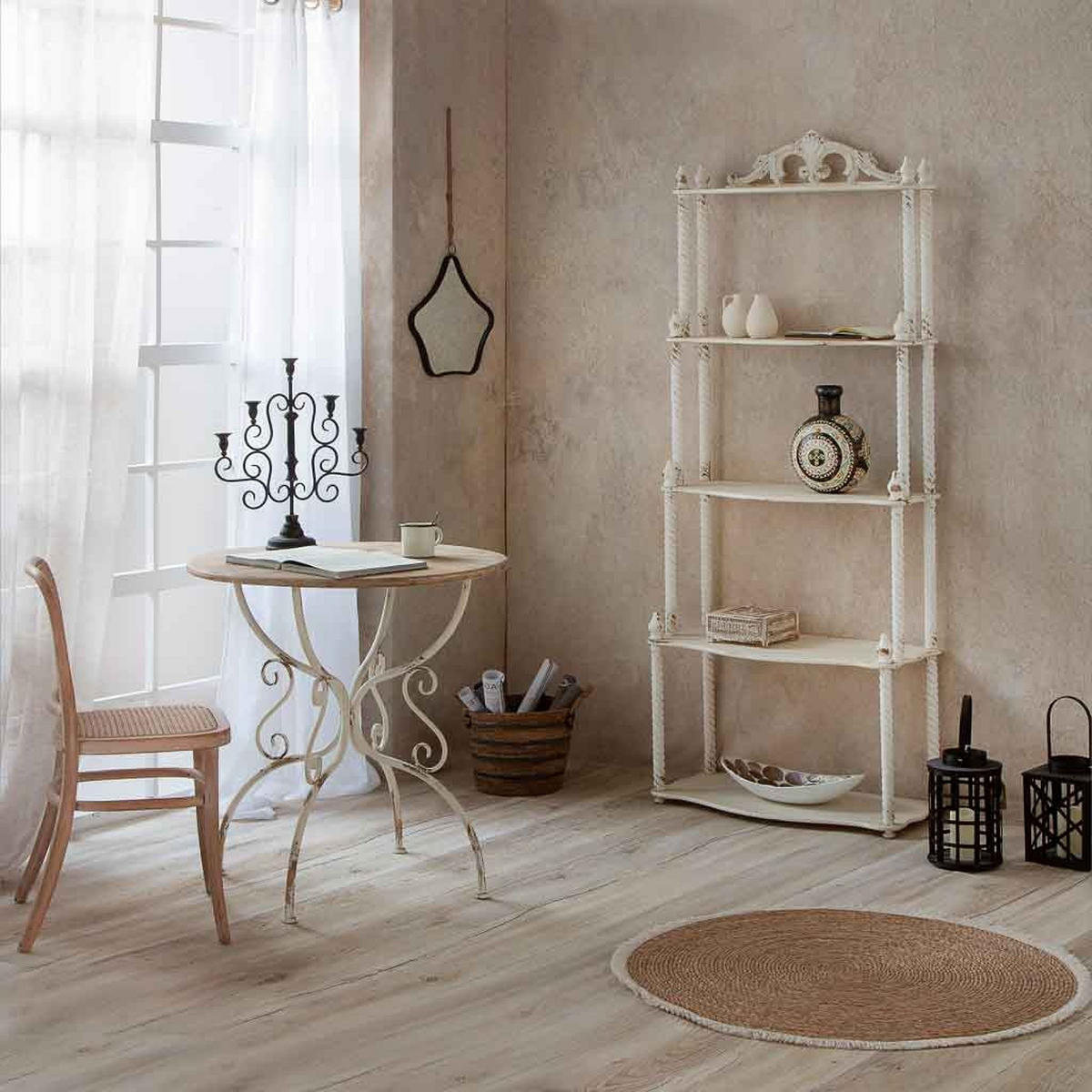 BEISTELLTISCH aus Metall und Holz, 80cm - Weiß, Metall (79/79/80cm) - Wanderlust