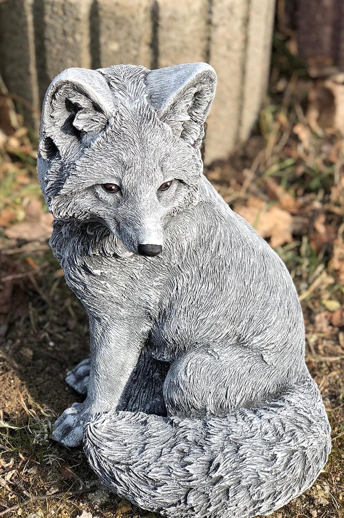STEINFIGUR Fuchs, frostfest, massiver Steinguss - Grau, Stein (20/30/23cm) - stoneandstyle