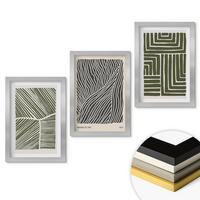 WANDBILDER 3er Set - 20x30 cm Silberner Rahmen - Muster Linien Formen grün - Silberfarben, Kunststoff (20/30cm) - ArtPrintCave