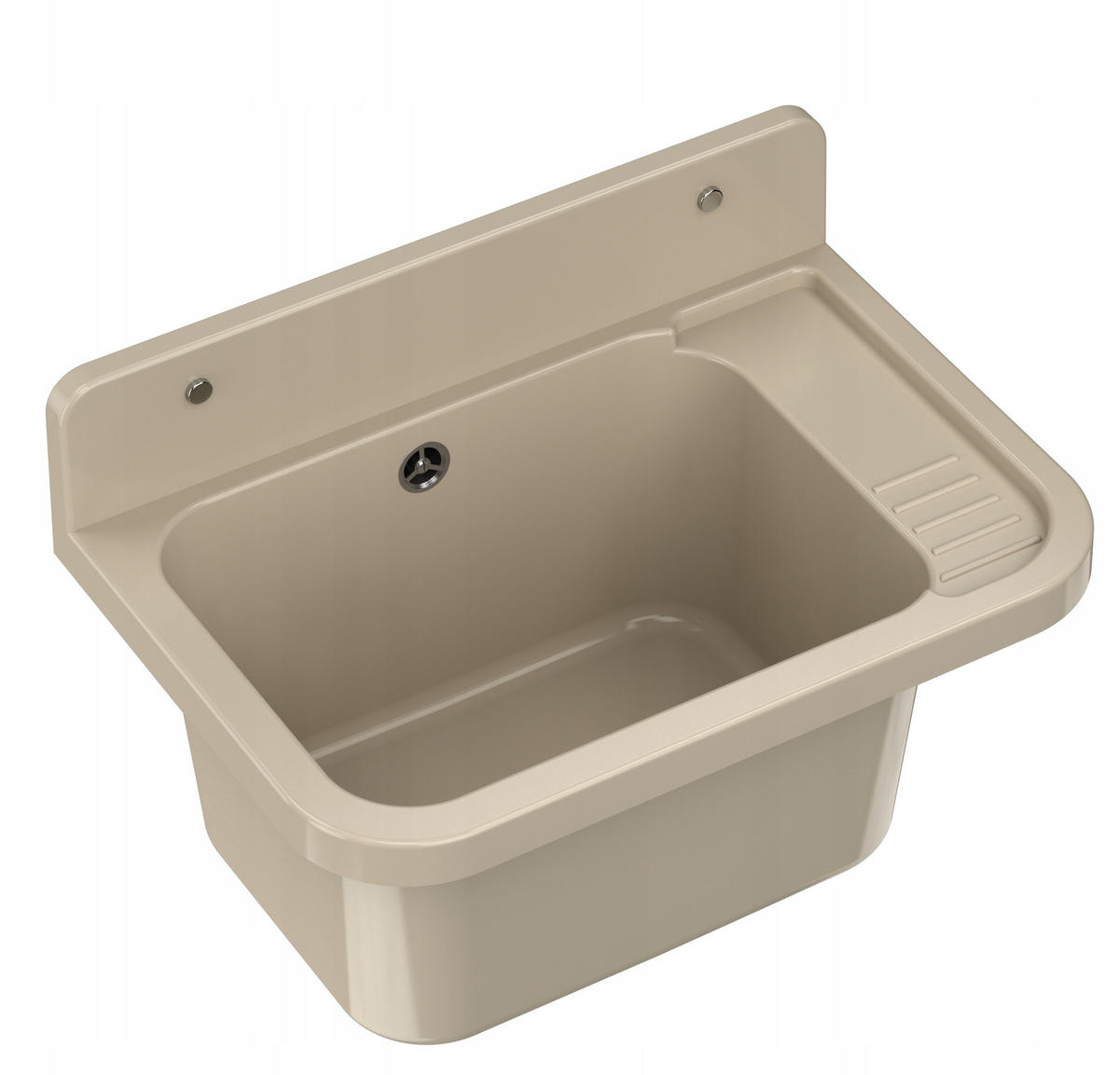 SPÜLBECKEN Paron mit Siphon - Beige, Kunststoff (50/34/31cm) - Granitan