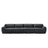 4-SITZER Sofa aus Plüsch mit modularem bonelosem Design Grau - Grau, Textil (104/73/378cm) - Modenvie