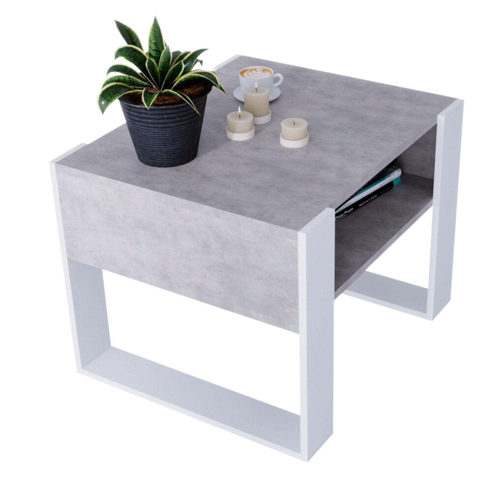 COUCHTISCH Karo65 65/45/53,6 - Dunkelgrau/Weiß, Holzwerkstoff (53/65/45cm) - RAUMHIRSCH FURNITURE