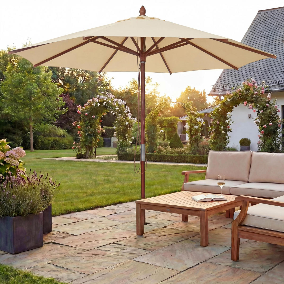 SONNENSCHIRM C57B Creme - Creme, Holz (300/300cm) - MCW