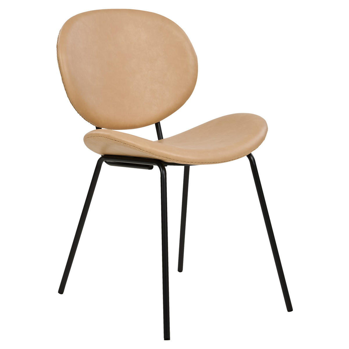 ESSZIMMERSTUHL 2er-Set Kunstleder Beige Luana - Beige, Textil/Metall (50/80/52cm) - Beliani
