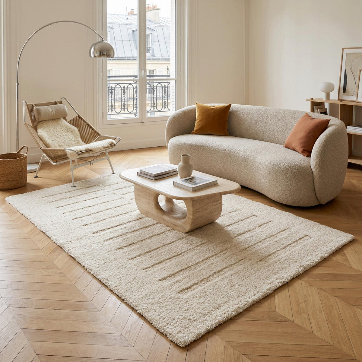 TEPPICH, Weicher, dicker mit Reliefeffekt weiß - Weiß, Textil (160/230cm) - AFK Living