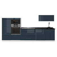 KUHINJA Fame-Line, Temno modra z visokim sijajem/Bela, 340 cm, DP Antracit - bela/temno modra, leseni material (340/153.6/60cm) - Vicco