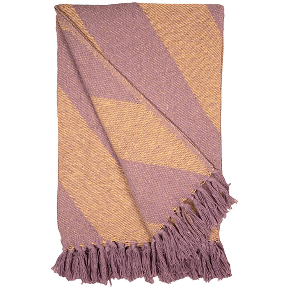 DECKE diagonale Streifen 130x170 cm, 100% Baumwolle Violett/Gelb - Lila, Textil (130/170cm) - Au Maison