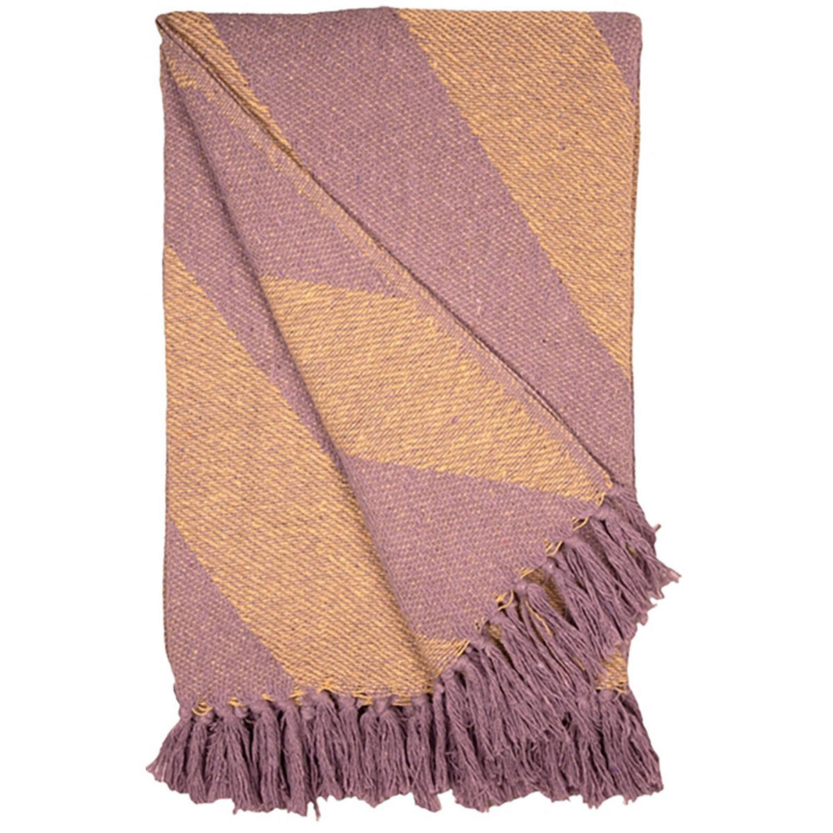 DECKE diagonale Streifen 130x170 cm, 100% Baumwolle Violett/Gelb - Lila, Textil (130/170cm) - Au Maison