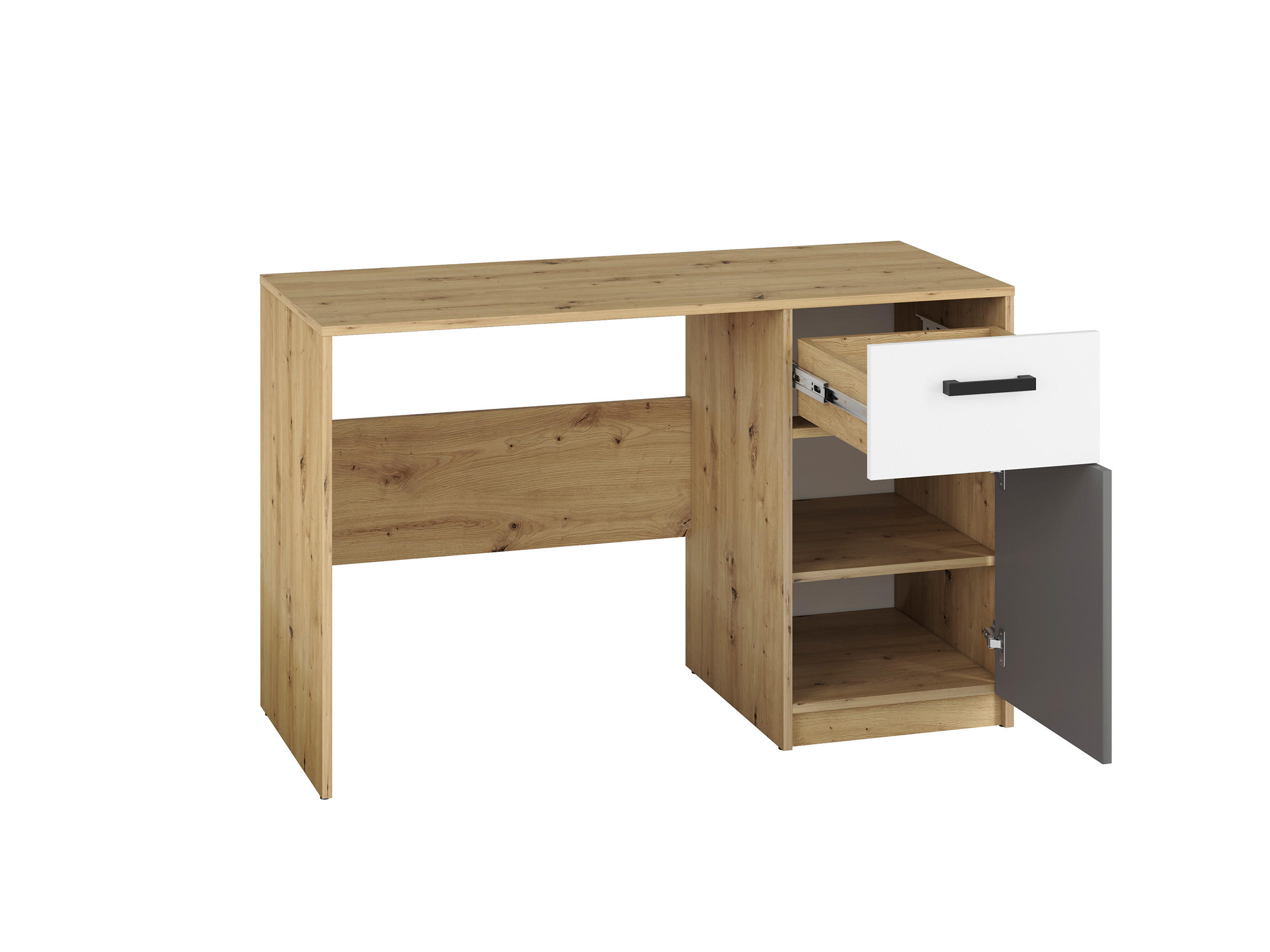 SCHREIBTISCH Fini Artisan Eiche / weiß / anthrazit 120 / 53 / 76cm - Anthrazit/Braun, Holz/Holzwerkstoff (53/120/76cm) - Feldmann-Wohnen