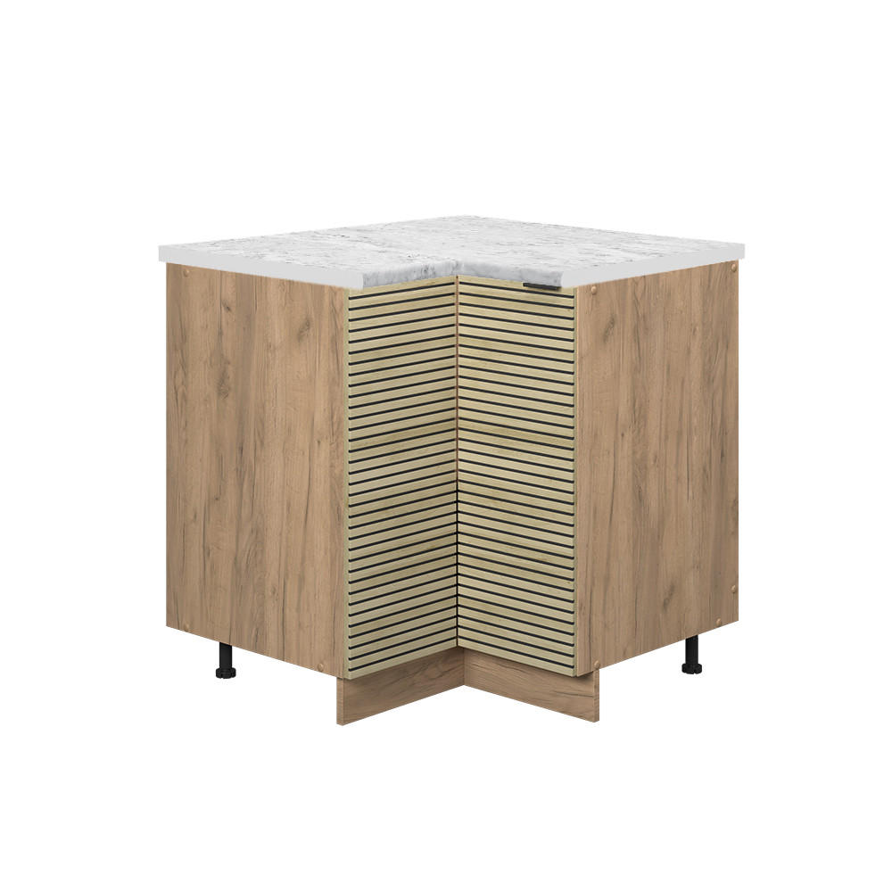 HÖRNUNDERSKÅP Fame-Line Ekpanel 80.5 cm , AP Marble Ekfärgad, Honungsek 82/80.5/60 cm