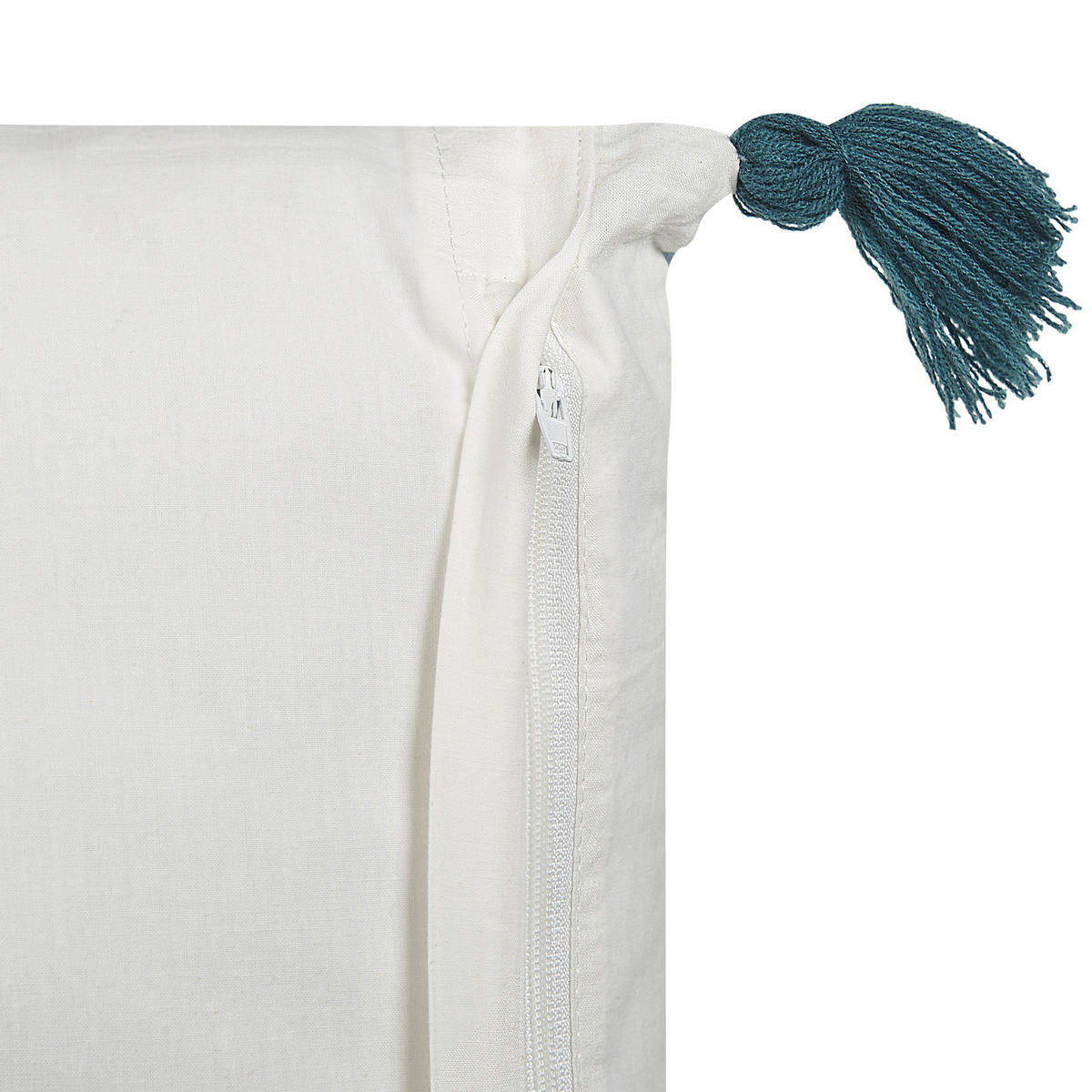 DEKOKISSEN 2er-Set Cremeweiß 45/45 cm Rumex - Blau/Ecru, Naturmaterialen/Textil (45/45cm) - Beliani
