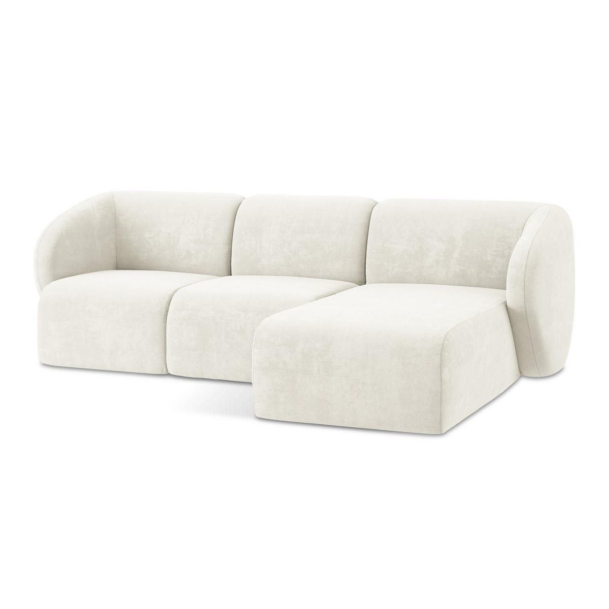 ECKSOFA Rechts Chenille Stoff Weiß - Schwarz/Weiß, Holzwerkstoff/Kunststoff (248/166cm) - LaMiaSofa