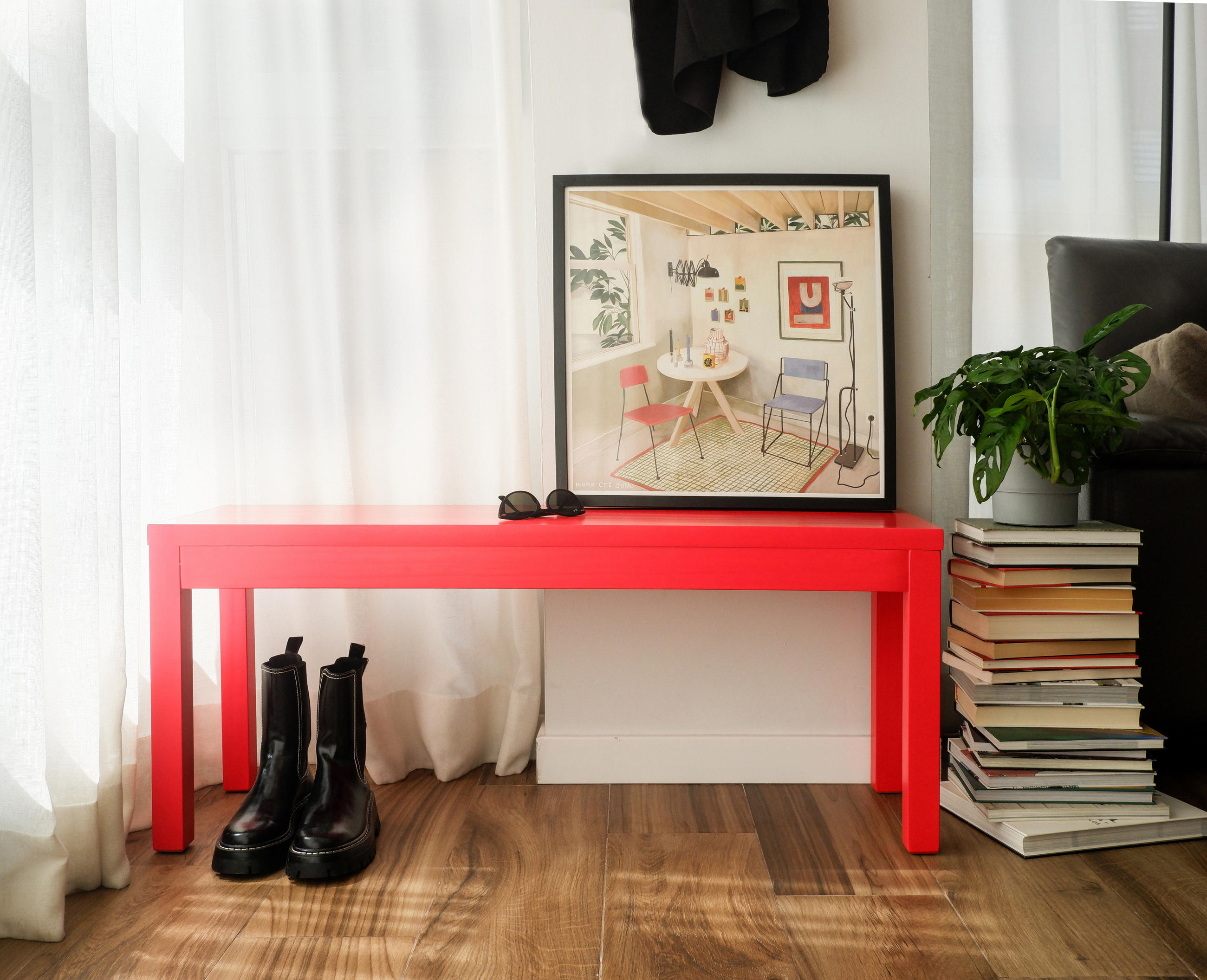 BANK aus massiver Kiefer, rot JULIETTE - Rot, Holz (110/46/33cm) - RNT By Really Nice Things
