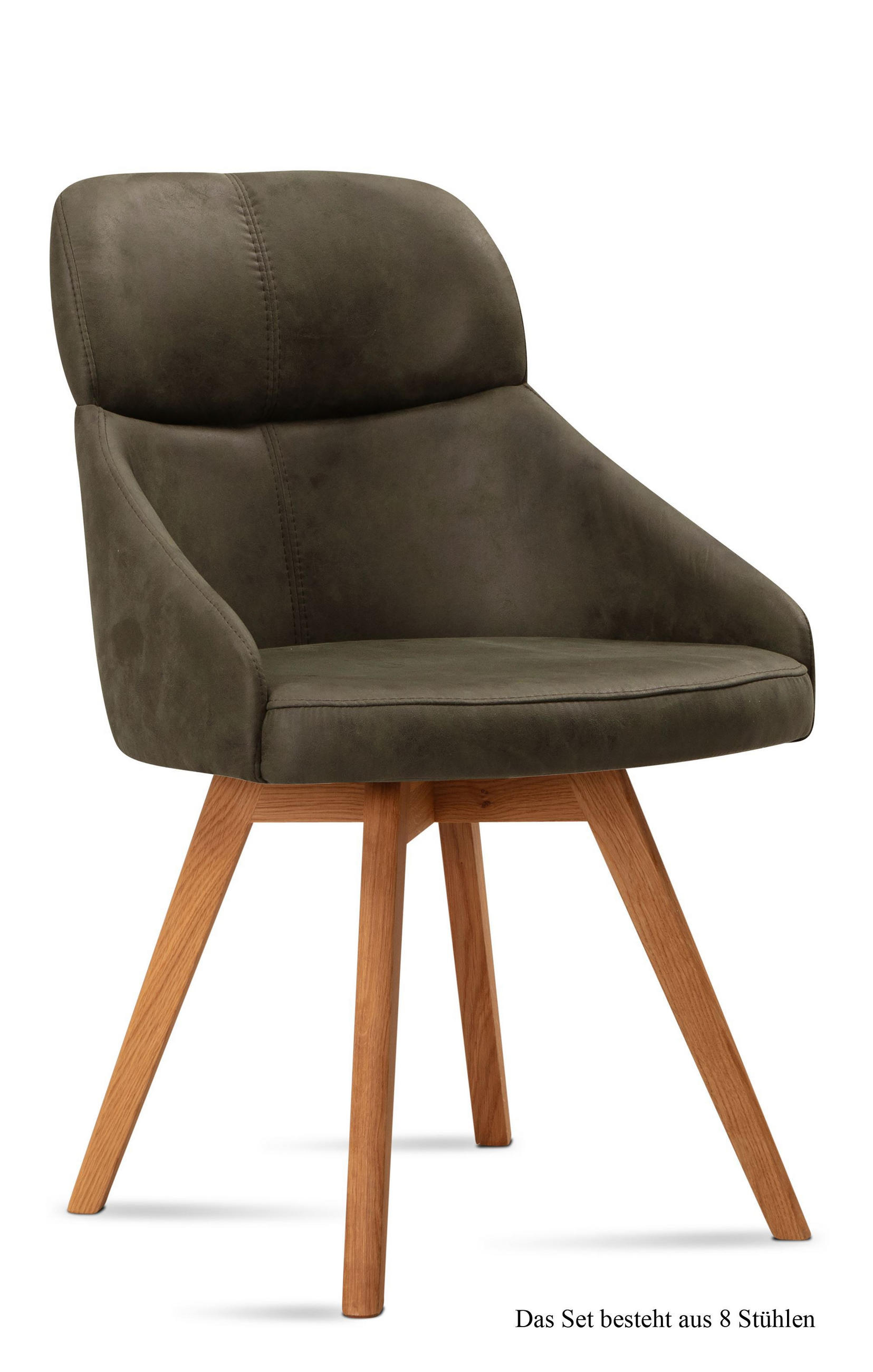 ESSZIMMERSTUHL (8er-Set) Donna 52x82x63 Eiche geölt/Khaki - Dunkelgrün/Eichefarben, Kunststoff (63/82/52cm) - 58aufmkessel