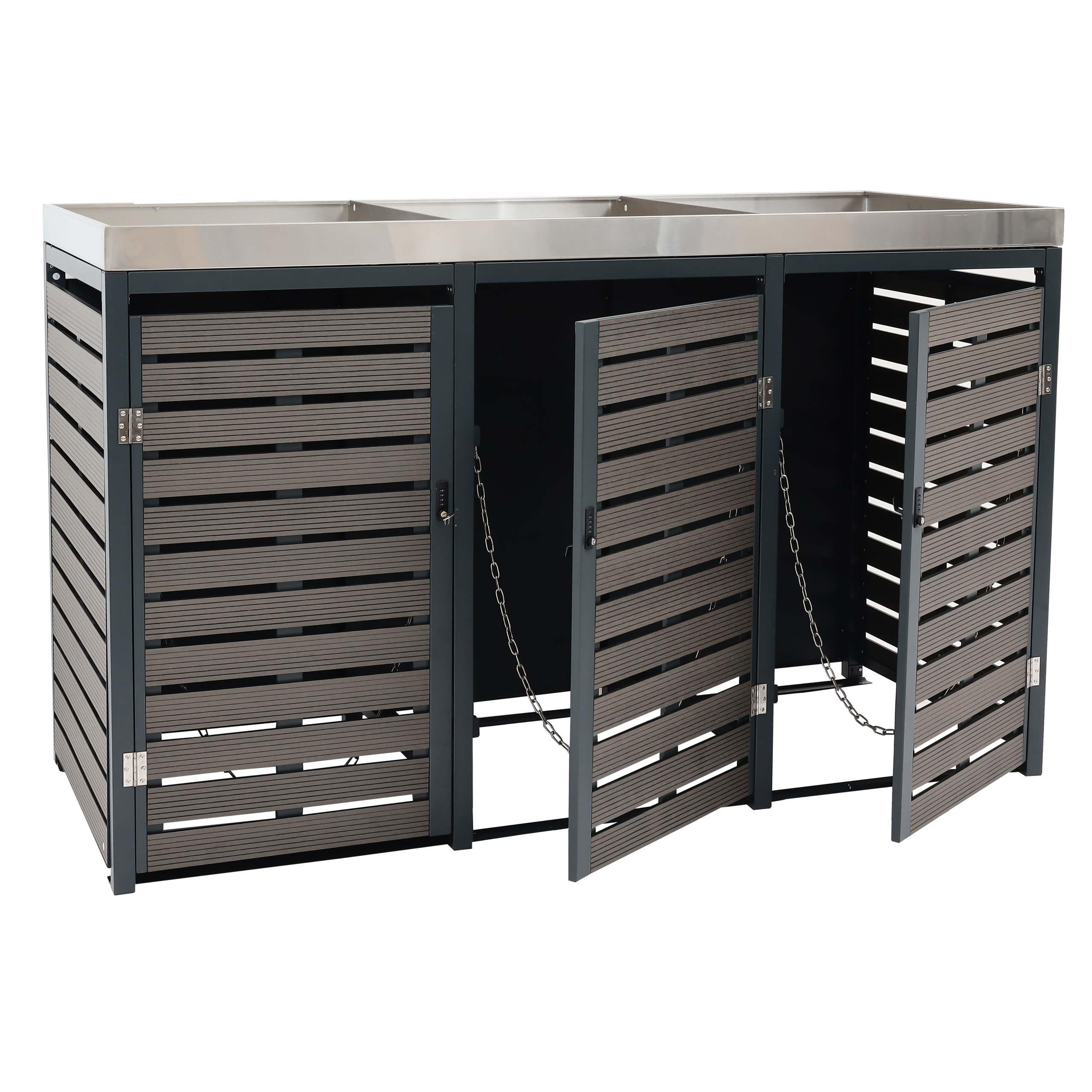 3ER MÜLLTONNENVERKLEIDUNG Anthrazit - Anthrazit, Metall (200/124/84cm) - MCW