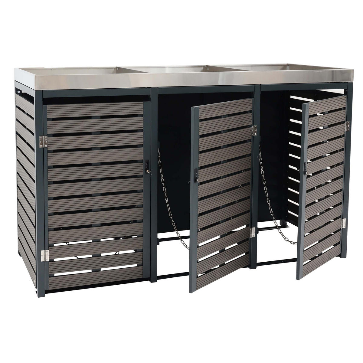 3ER MÜLLTONNENVERKLEIDUNG Anthrazit - Anthrazit, Metall (200/124/84cm) - MCW