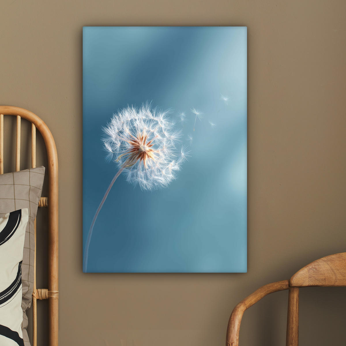 LEINWANDBILD Löwenzahn - Wind - Blau Wanddeko 40x60 cm - Blaugrau, Textil (40/60cm) - MuchoWow