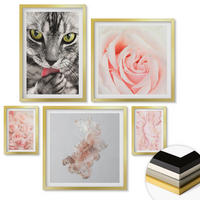 WANDBILDER 5er Set - 50x50 cm & 20x30 cm & 40x60 cm Goldrahmen - Boho-Küchengras-Schriftzug - Goldfarben, Kunststoff (40/60cm) - ArtPrintCave