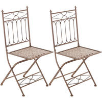 GARTENKLAPPSTUHL 2 Metall Antik Braun - Braun, Metall (42/94/40cm) - CLP
