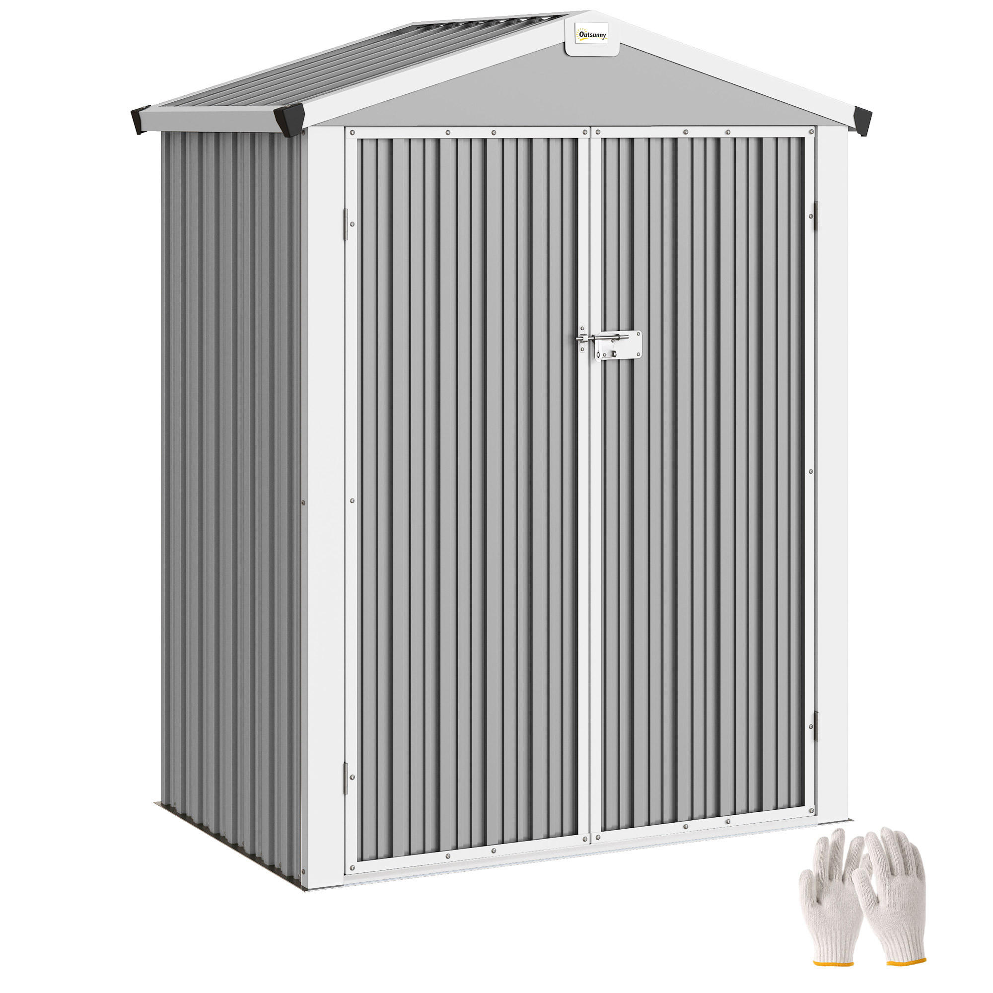 GARTENHAUS aus Stahl, 1, 1 m², mit doppelten abschließbaren Türen, , silbergrau 133 x 87 x 178 cm - Grau, Metall (87/178/133cm) - Vallsero