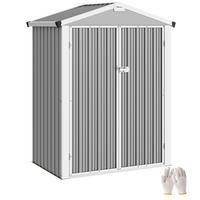 GARTENHAUS aus Stahl, 1, 1 m², mit doppelten abschließbaren Türen, , silbergrau 133 x 87 x 178 cm - Grau, Metall (87/178/133cm) - Vallsero