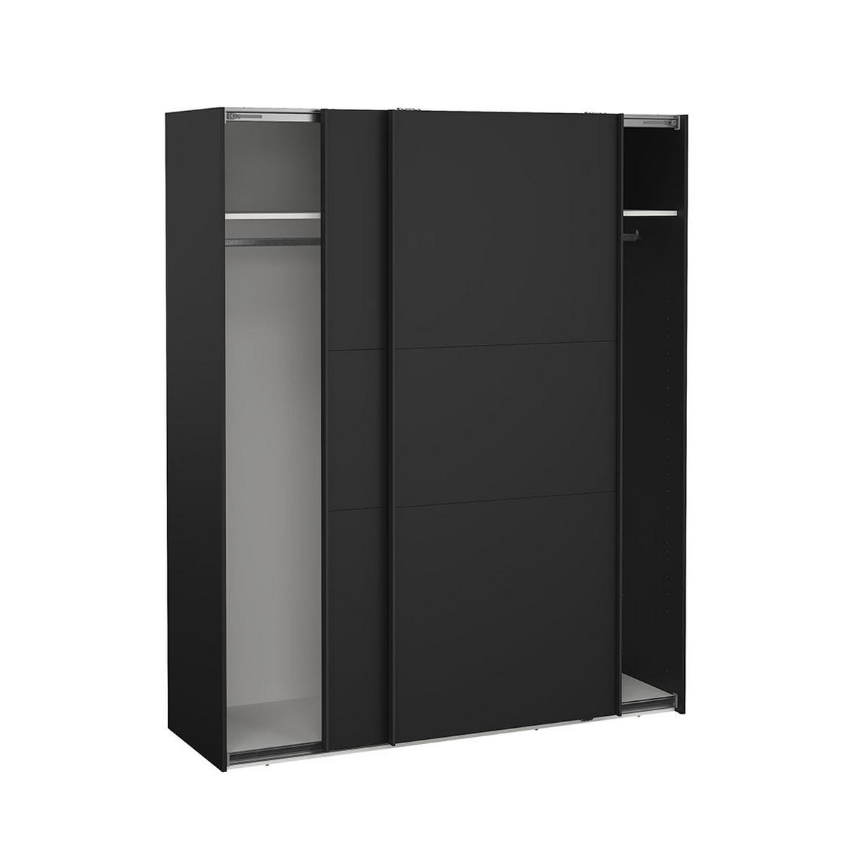 SCHIEBETÜRENSCHRANK, Como, Schwarz, Holzwerkstoff, 179 x 67 x 221 cm - Schwarz, Holzwerkstoff (179/221/67cm) - ebuy24