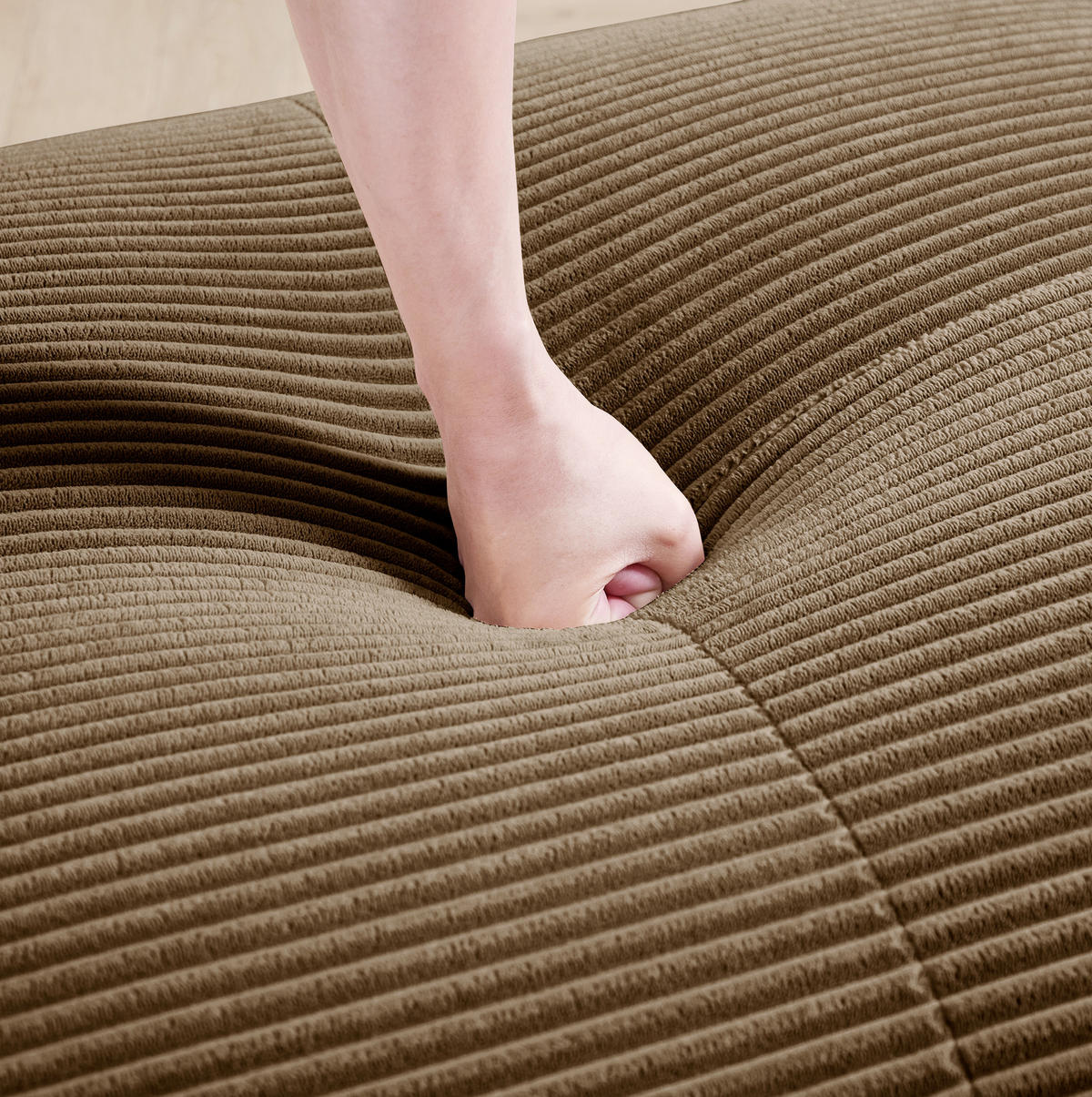 MODULÁRNÍ rohová pohovka z manšestrové látky hnědá bez rámu s měkkým polstrováním - hnědá, textil (103/75/208cm) - OKWISH