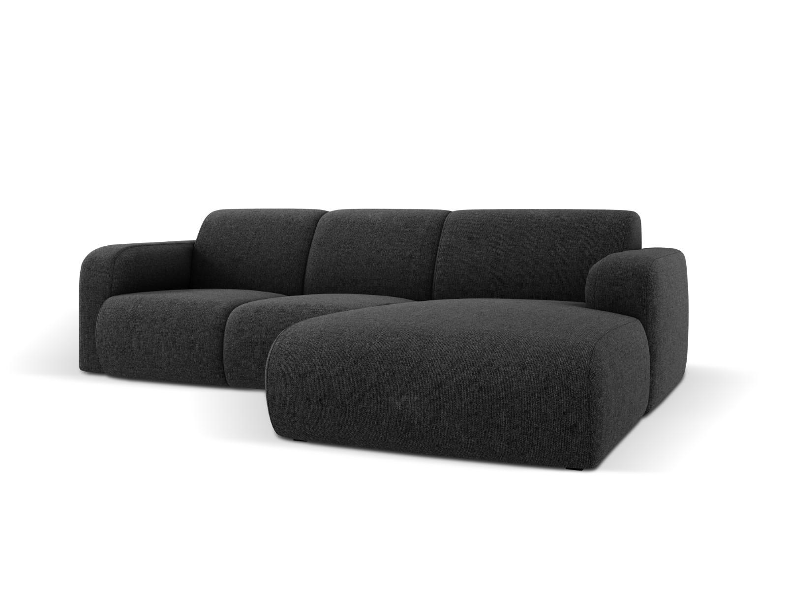 ECKSOFA rechts Molino aus Chenille-Stoff schwarz 4 Sitzplätze - Schwarz, Textil (170/250cm) - Micadoni