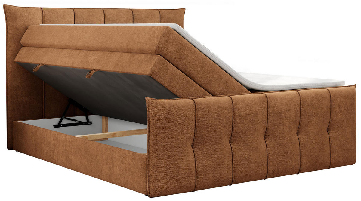 BOXSPRINGBETT PREMIUM 11 KING 180/200 Orange Struktur - H3 - Orange, Holz/Textil (180/200cm) - MKS