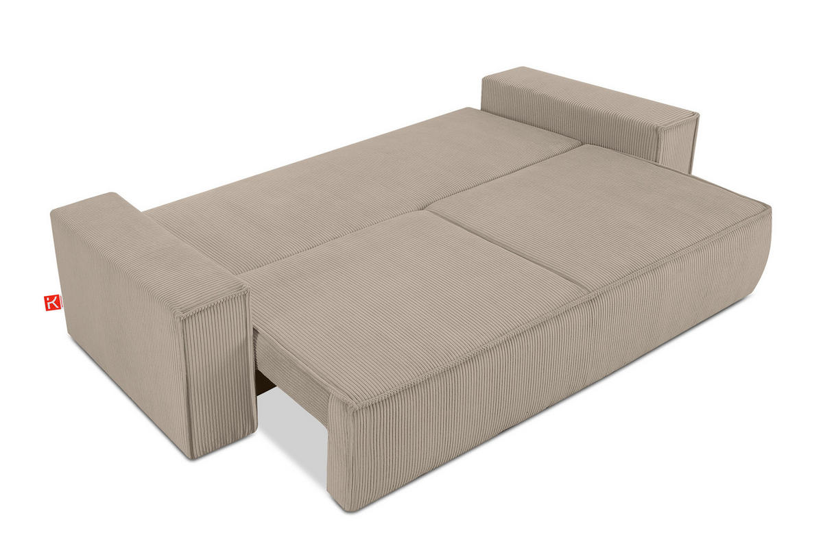 3-SITZER-SCHLAFSOFA NAPI in Pet Friendly Cord-Stoff, beige - Beige/Schwarz, Textil (244/89/101cm) - KONSIMO®