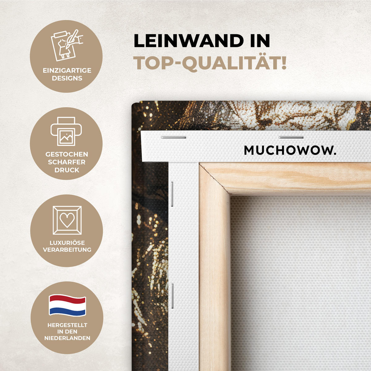 LEINWANDBILD Frau - Gold - Porträt - Schwarz-Weiß - Luxus Room Decor 30x40 cm - Hellblau, Textil (30/40cm) - MuchoWow