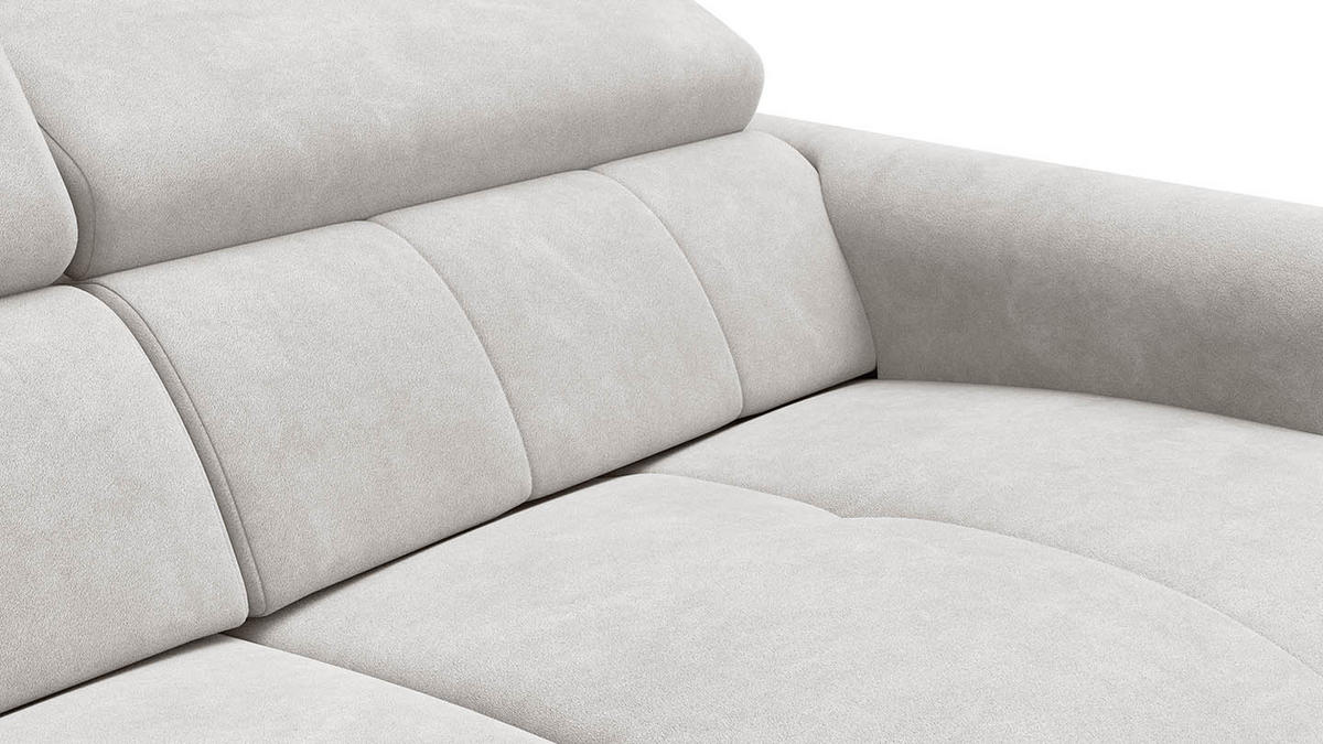 RELAXSOFA RODEN 3-Sitzer mit 2 Relax, creme, Veloursstoff - Creme, Holz/Textil (194/82/103cm) - Wozimo
