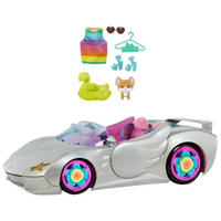 SPIELAUTO HDJ47 Cabrio Silber Barbie Fahrzeugset, Spielzeugauto, Barbie Auto, Cabrio Spielzeug, Kinder Fahrzeug, Rollenspiel, Glamour Auto - Pink/Silberfarben, Kunststoff (35/22/15cm) - Barbie