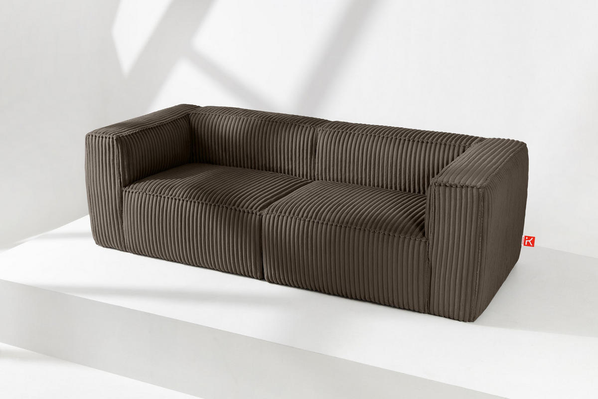 3-SITZER-SOFA FEROX Modern, Cord-Stoff, braun - Braun, Textil (246/73/96cm) - KONSIMO®