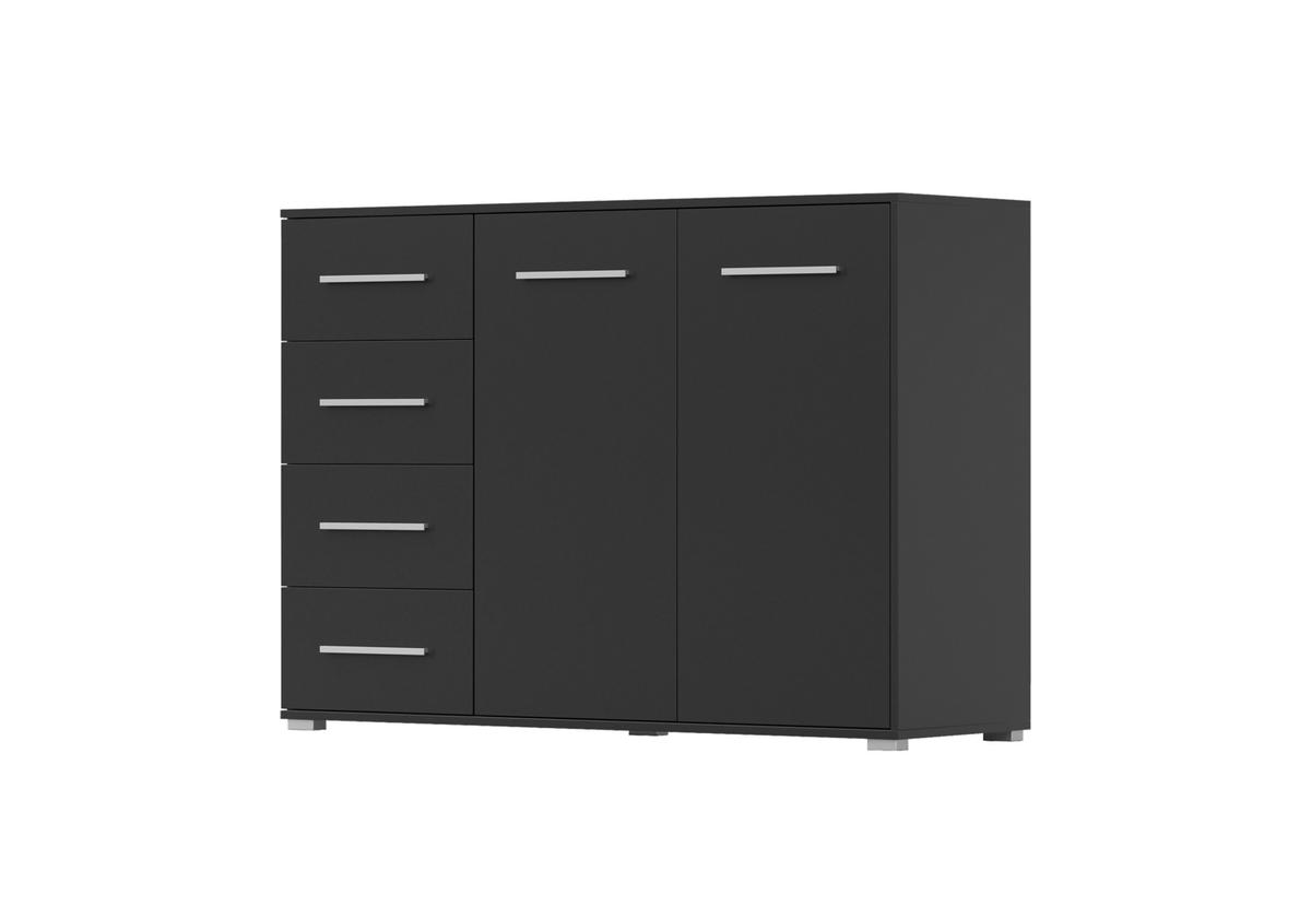 KOMMODE - Highboard IRYS 01 2D4S Schwarz - Schwarz, Holzwerkstoff (135/95/45cm) - Möblo