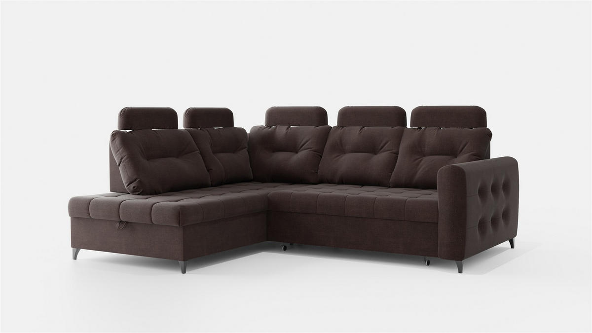 ECKSOFA Wendie - Dunkelbraun, Holzwerkstoff/Textil (200/250cm) - Fun Möbel