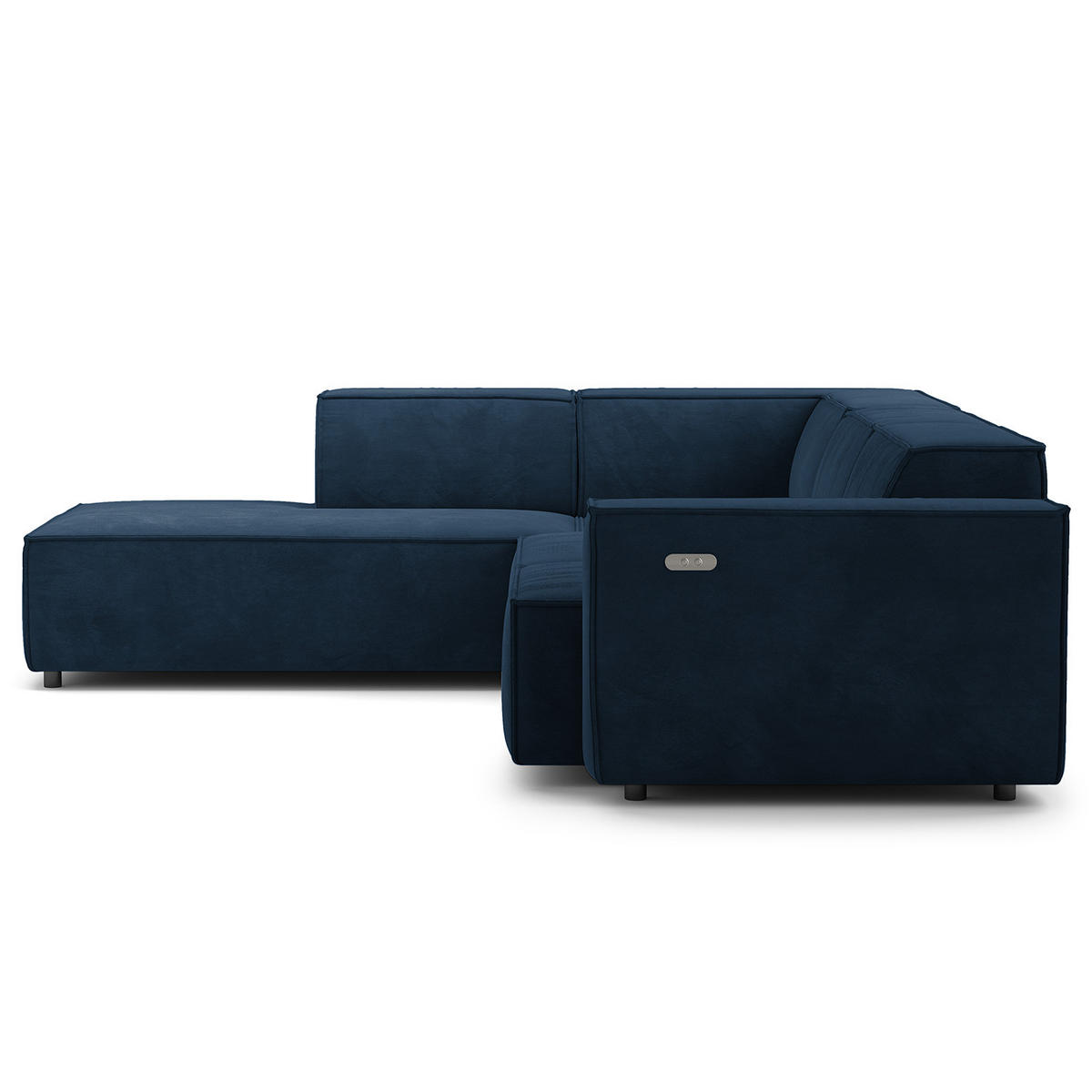 ECKSOFA mit Ottomane - Schwarz/Dunkelblau, Kunststoff/Textil (260/234cm) - home24