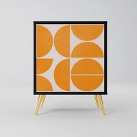 SIDEBOARD RECURRING DREAMS, Schwarz, 57,5x42x75,5 cm, Goldfarbene Metallfüße - Goldfarben/Multicolor, Holzwerkstoff/Metall (57.5/75.5/42cm) - SpaceRebels