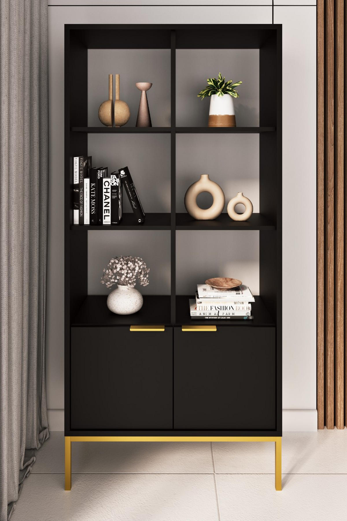 KNIŽNICA Austin Čierna 40/171,3/80 cm - čierna, kompozitné drevo (80/171/40cm) - RAUMHIRSCH FURNITURE