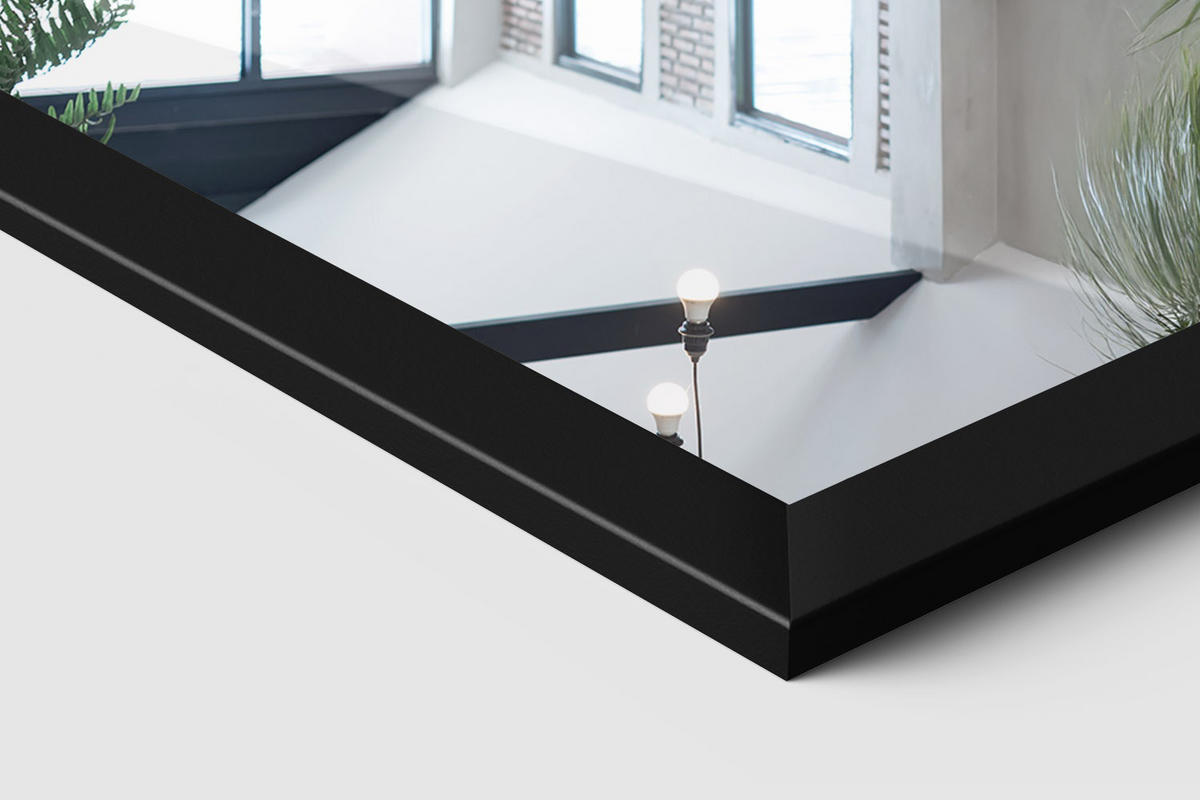 STANDSPIEGEL 156x36 cm – Schwarze Rahmen - Schwarz, Glas (156/36/0.4cm) - Wallfluent