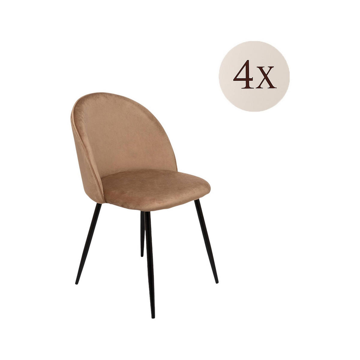 STUHL 4er Set in Metall Sand 53.5x50.5h81.5 - Schwarz, Metall (50.5/81.5/53.5cm) - DMORA
