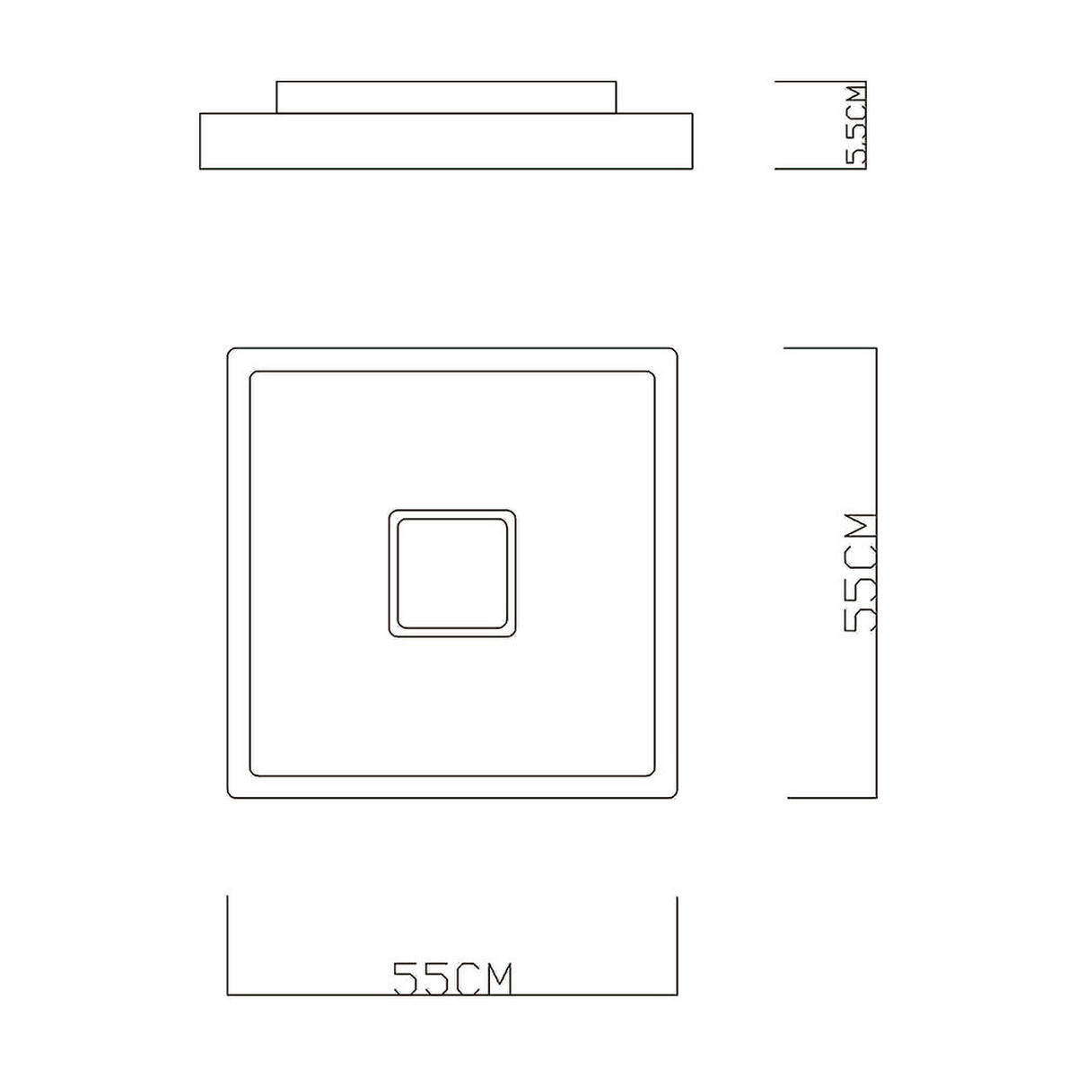 LED DECKENLEUCHTE Metall Grau - Grau, Metall (55/55/5.5cm)