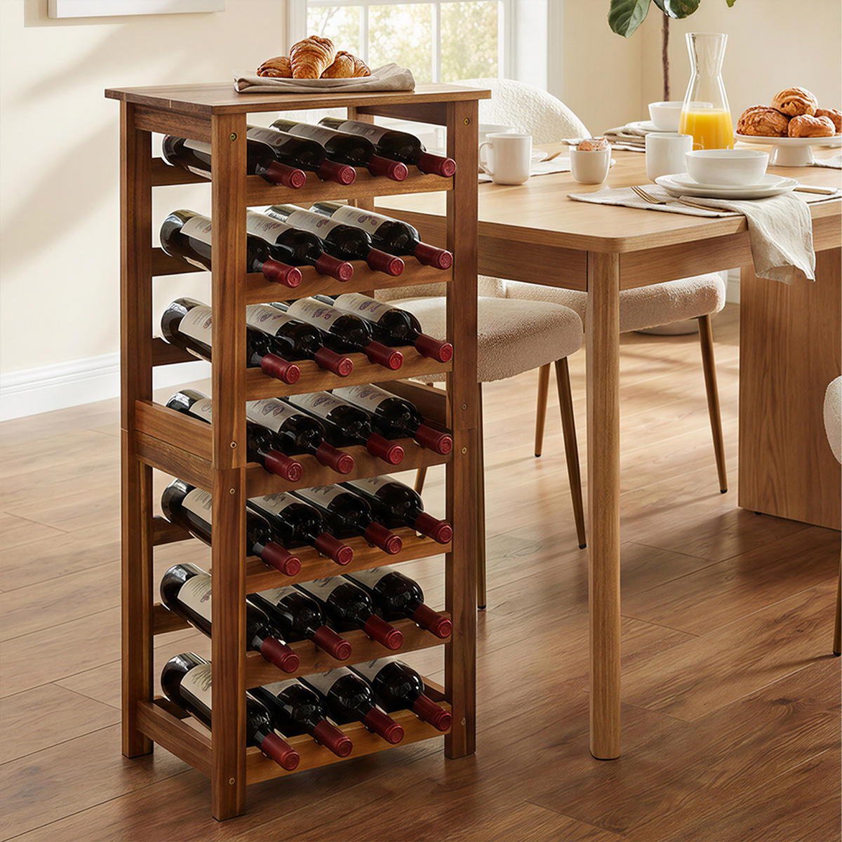 WEINREGAL - Braun, Holz (43/91.5/22cm) - Relaxdays