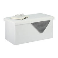 SITZBANK - Weiß, Holzwerkstoff/Textil (76.5/38/38.5cm) - Relaxdays