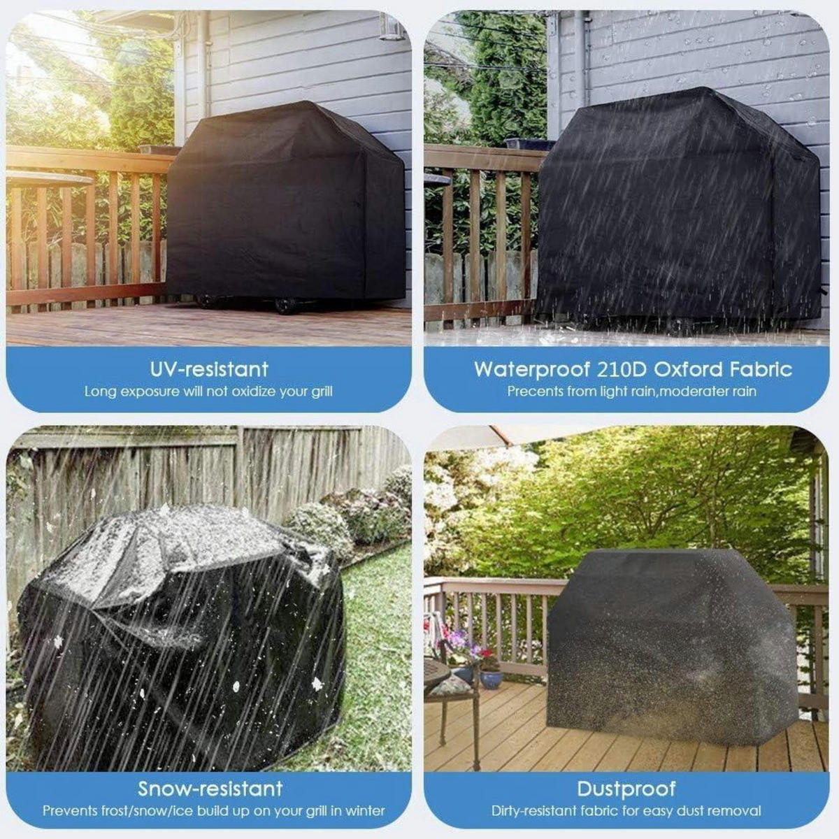 GRILL Abdeckhaube 145x61x117cm wasserdicht und UV-beständig - Schwarz, Textil (61/117/145cm)