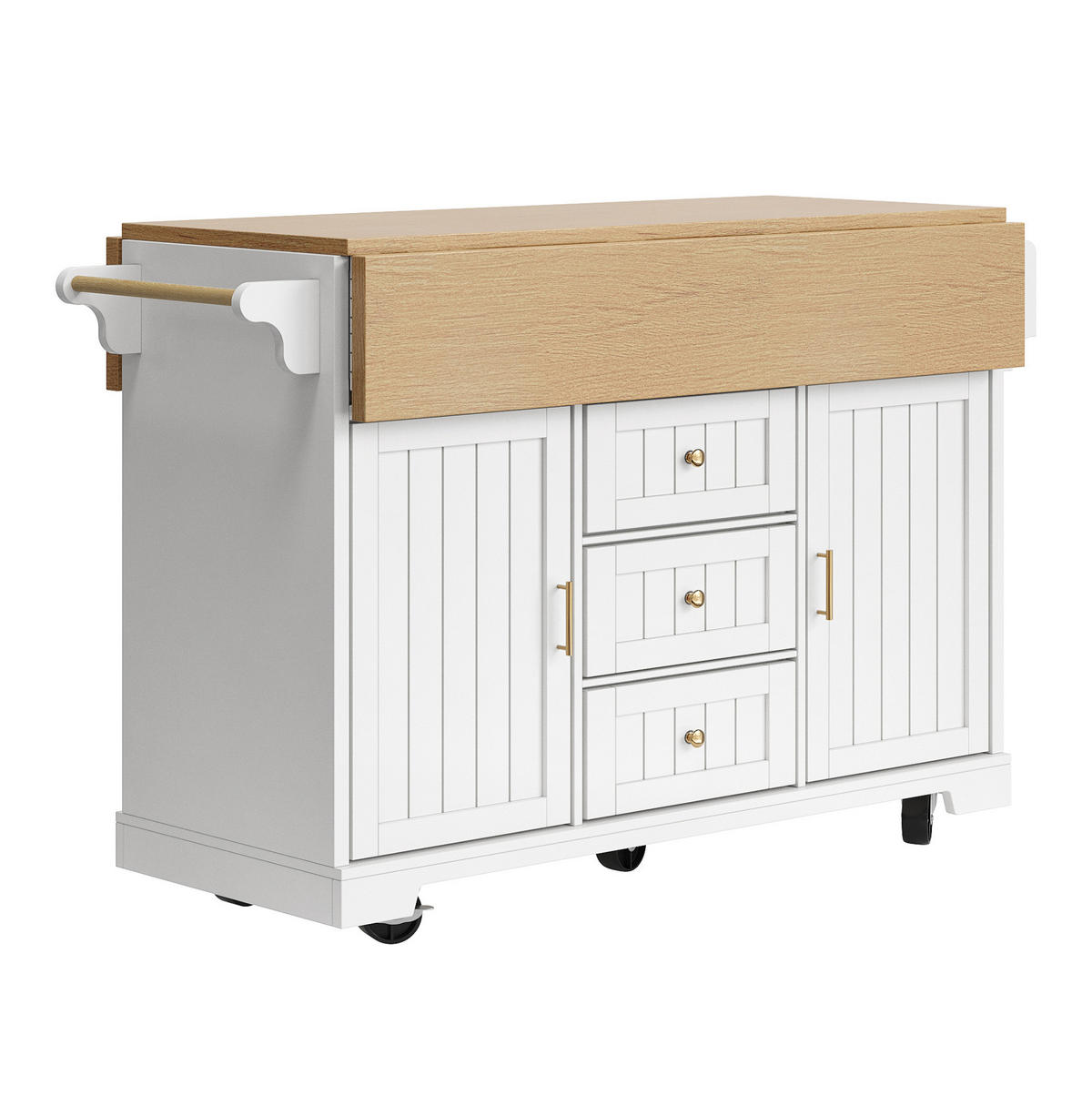 KÜCHENINSEL 120/40/95 cm Weiß aus MDF und Metall mit klappbarer Tischplatte - Weiß, Holzwerkstoff (40/95/120cm) - OKMYHOME