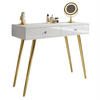 KONSOLE SIENNA GOLD mit Schubladen auf goldenen Beinen - Weiß Hochglanz/Goldfarben, Holzwerkstoff (100/81/42cm)