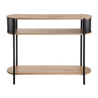 KONSOLE mit 3 Ebenen und schwarzen Metallseiten 34/80/100 cm - Eschefarben, Holzwerkstoff (40/34/80cm) - Calicosy