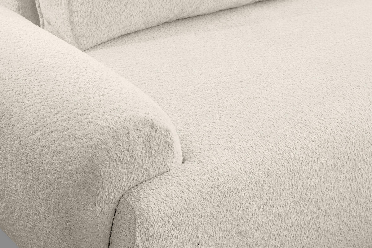 ECKSOFA Moon in L-Form mit Schlaffunktion und Bettkasten, Farbe: Beige, Bouclé-Stoff, Ottomane Rechts - Beige, Textil (260/136cm) - VENASI MÖBEL
