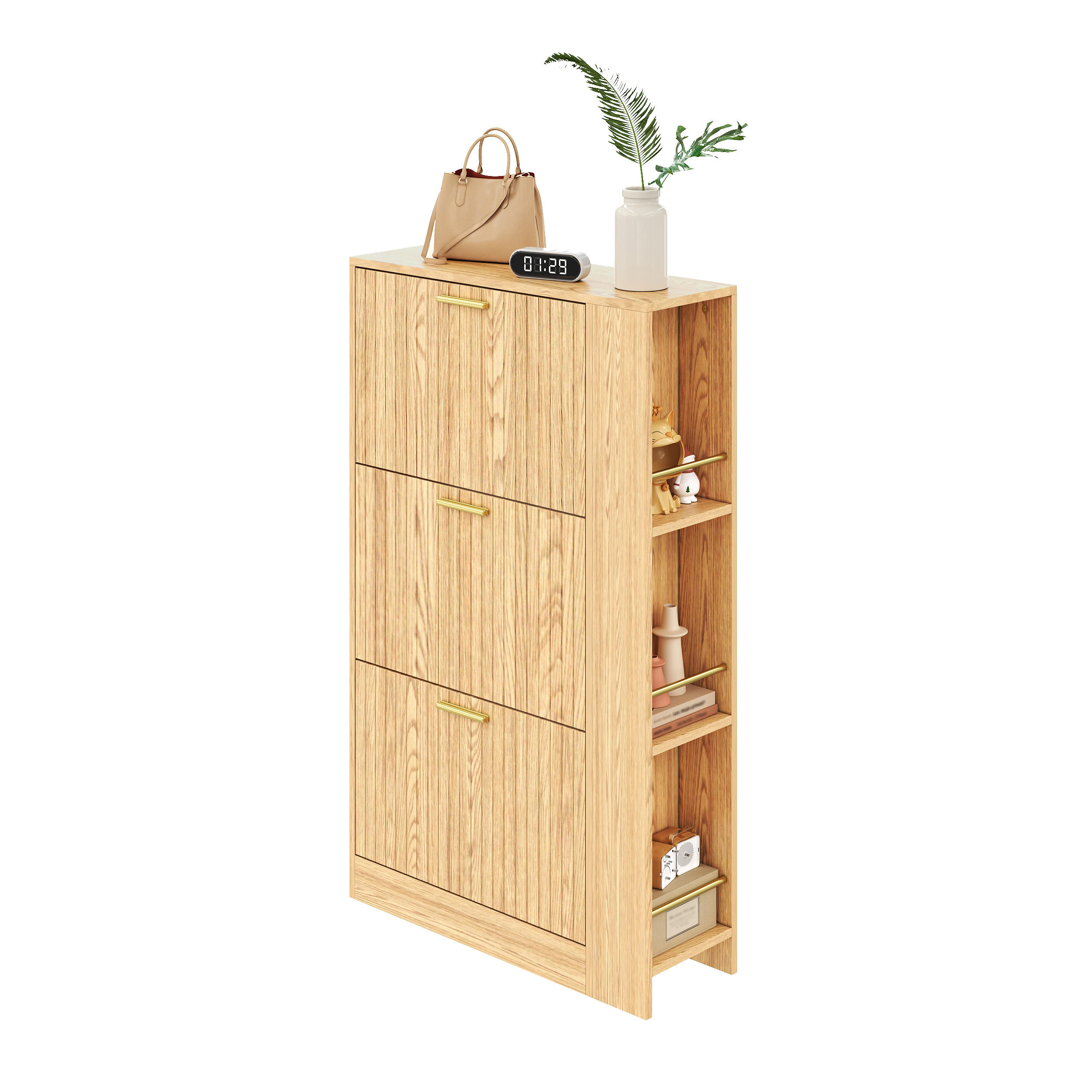 SCHUHSCHRANK 3 Türen Holz Stauraum modern - Naturfarben, Holz (70/115/23.5cm) - LEBENLANG